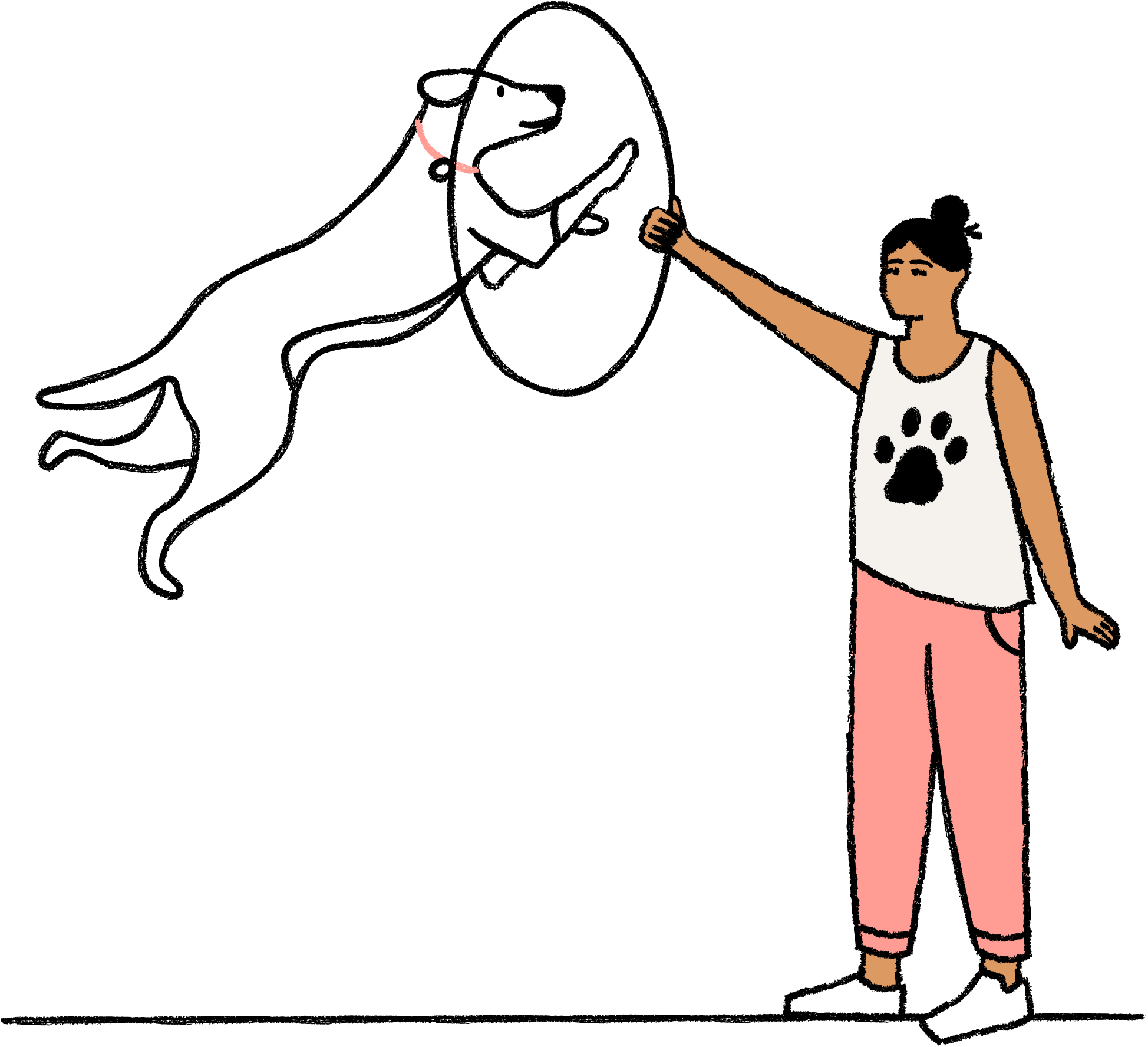 A dog jumping through a hoop - illustration